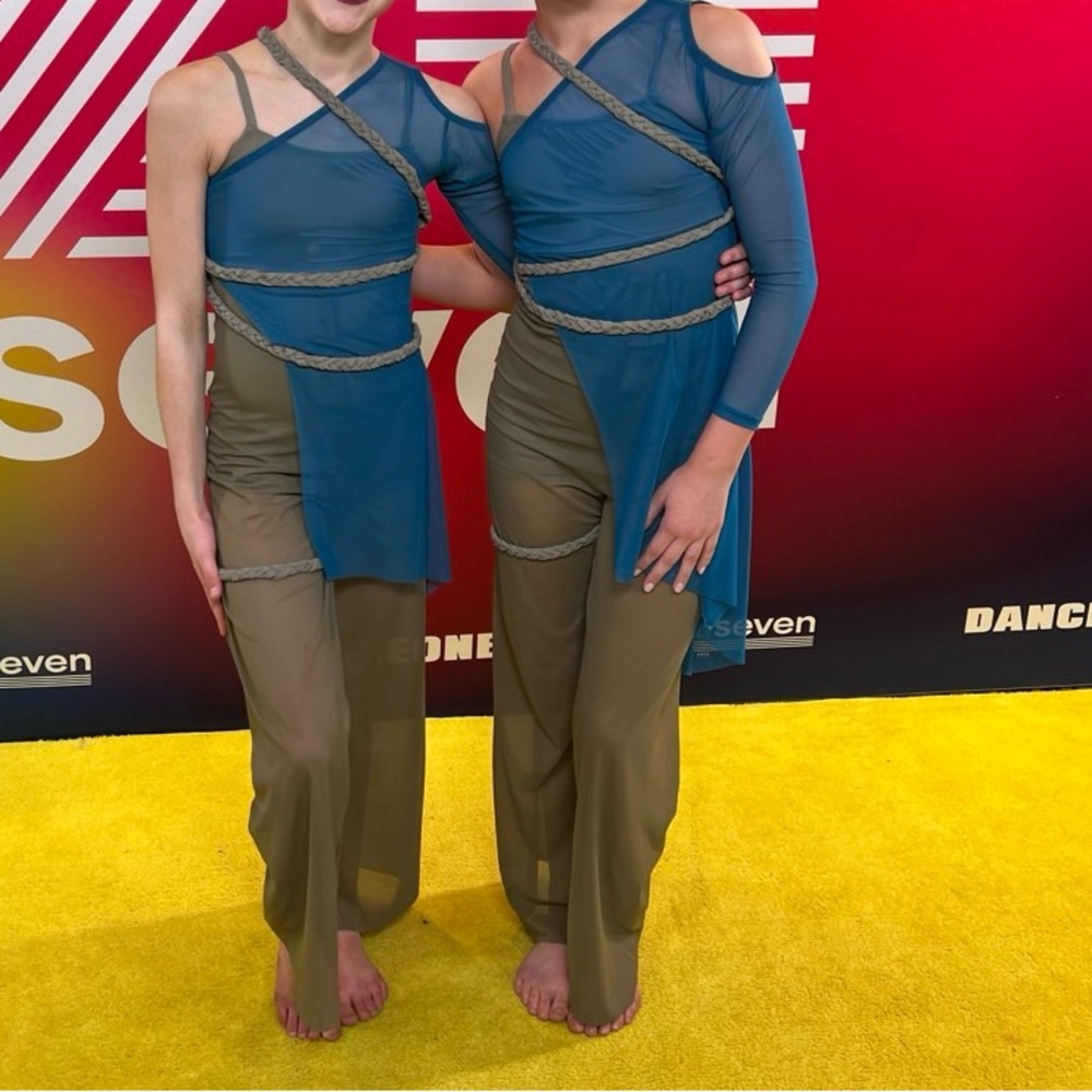 Custom Girls Blue and Tan Dance Costume